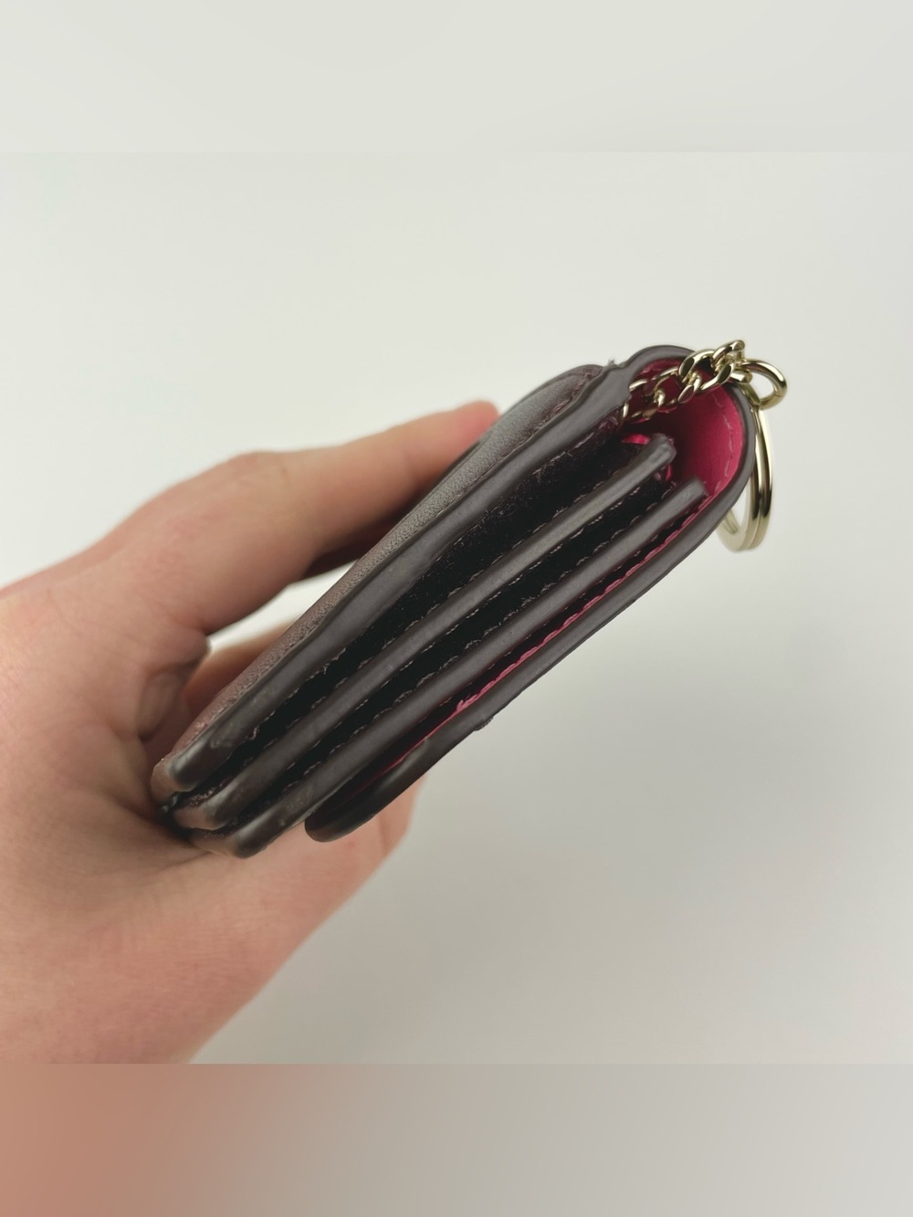 kate spade New York Plum Gemma Scalloped Card Mini Wallet w/ Key Ring ID Window - Picture 6 of 15